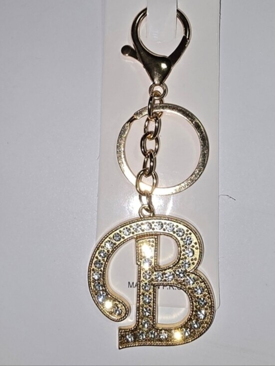 None Accessories - Gold Crystal 'B' Initial Keychain - Women Accessories